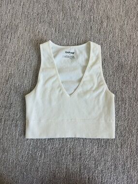 Garage Ivory Ribbed V-Neck Cropped Tank